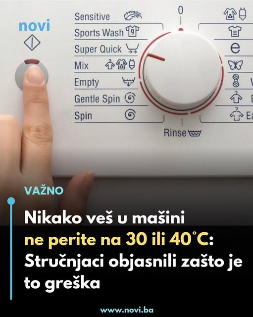 Nikako veš u mašini ne perite na 30 ili 40°C: Stručnjaci objasnili zašto je to greška - featured image Nikako veš u mašini ne perite na 30 ili 40°C: Stručnjaci objasnili zašto je to greška - featured image