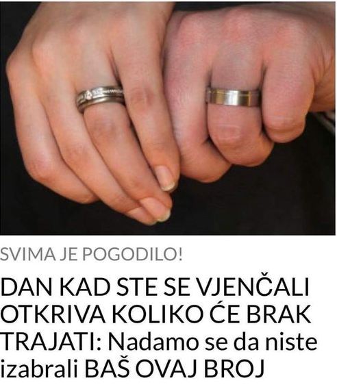 DAN KAD STE SE VJENČALI OTKRIVA KOLIKO ĆE BRAK TRAJATI: Nadamo se da niste izabrali BAŠ OVAJ BROJ - featured image DAN KAD STE SE VJENČALI OTKRIVA KOLIKO ĆE BRAK TRAJATI: Nadamo se da niste izabrali BAŠ OVAJ BROJ - featured image