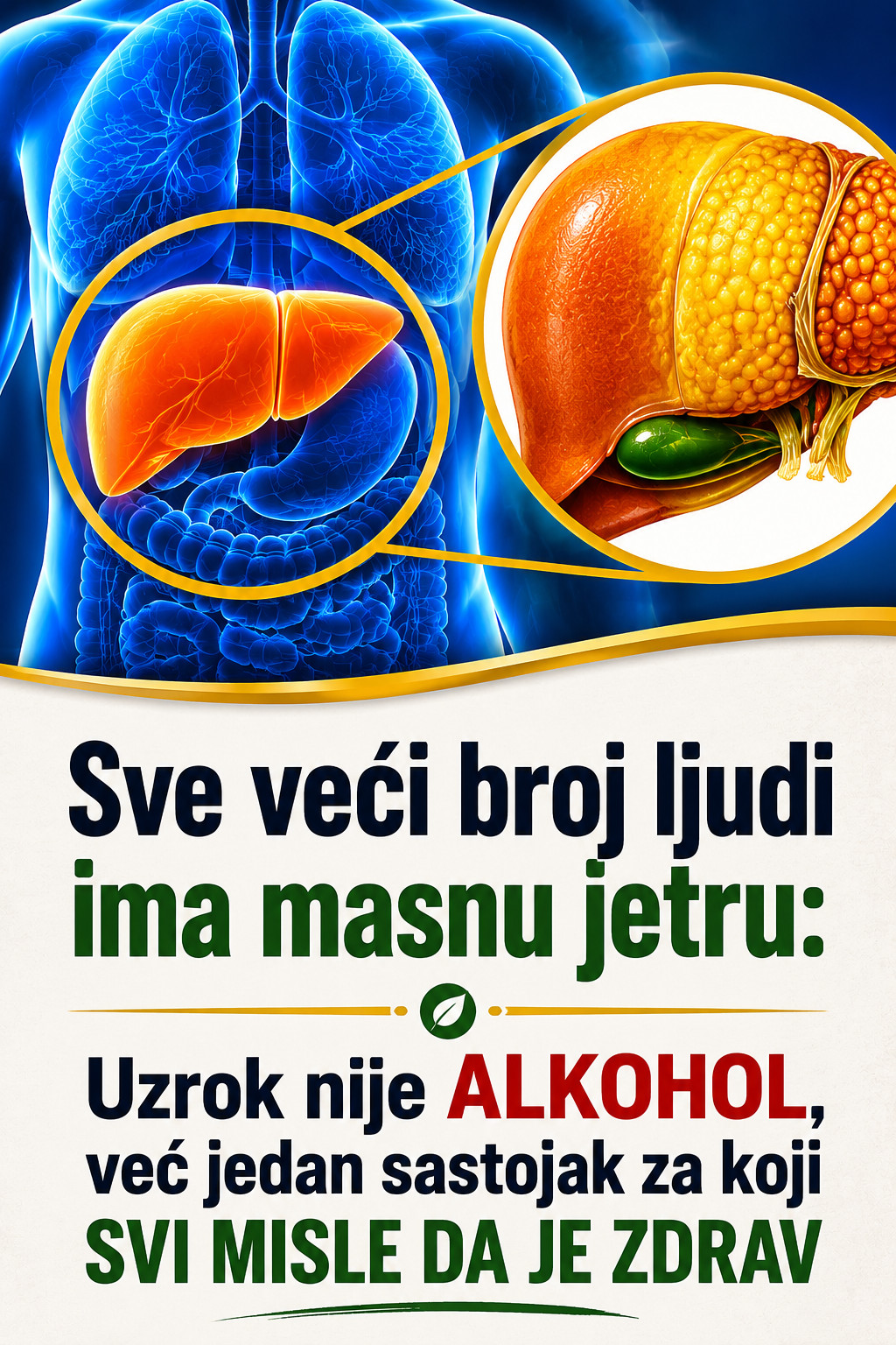 Sve veći broj ljudi ima masnu jetru: Uzrok nije alkohol, već jedan sastojak za koji svi misle da je zdrav - featured image Sve veći broj ljudi ima masnu jetru: Uzrok nije alkohol, već jedan sastojak za koji svi misle da je zdrav - featured image
