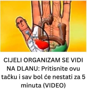 CIJELI ORGANIZAM SE VIDI NA DLANU: Pritisnite ovu tačku i sav bol će nestati za 5 minuta