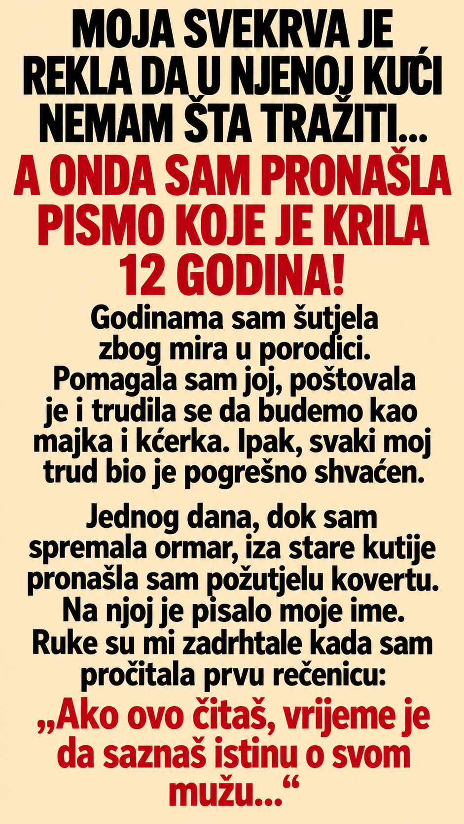 Svekrva me godinama odbacivala, a onda sam pronašla pismo koje je promijenilo sve - featured image