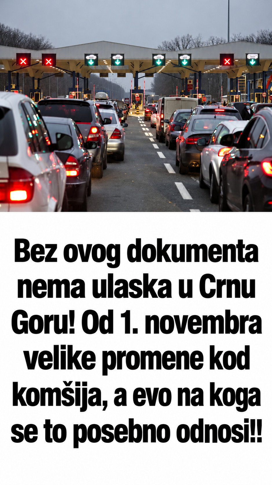 Bez ovog dokumenta nema ulaska u Crnu Goru! Od 1. novembra velike promene kod komšija, a evo na koga se to posebno odnosi!! - featured image
